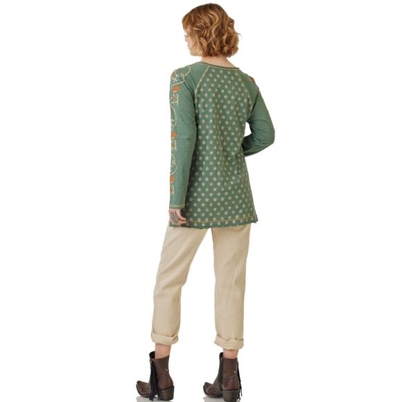 Double D Ranch Cowboys Up My Sleeve Top Boho Western Bohemian Casual Long Sleeve - Picture 3 of 13